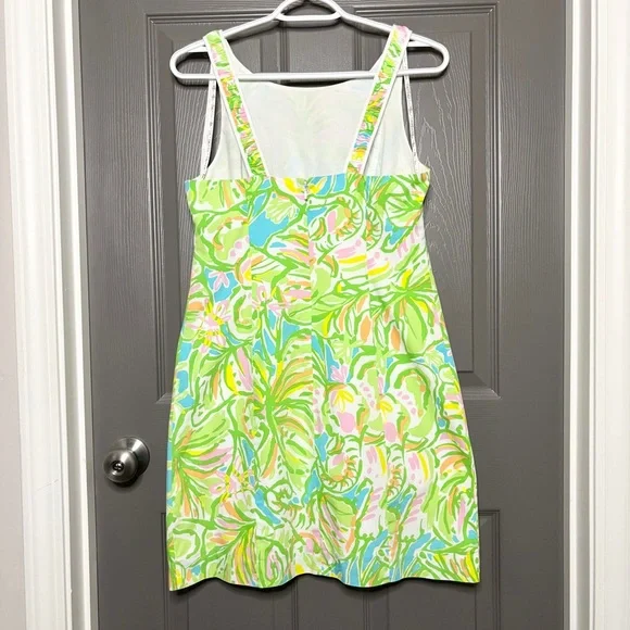 Lilly Pulitzer Fryer Shift Dress Size 4 Elephant Ears Multi Green Yellow Pink - Picture 10 of 15